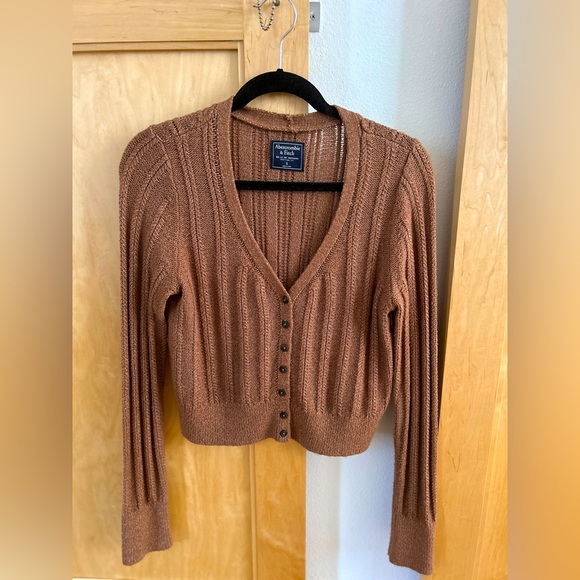 Abercrombie and Fitch brown knit button-down cardigan - Picture 1 of 2